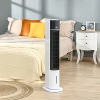 HOMCOM Portable Air Cooler, 3L Tank Evaporative Ice Cooling Tower Fan with 3 Modes, 3 Speeds, Remote, Timer, 60° Oscillating, Portable Swamp Cooler for Home Bedroom, White(m-2)