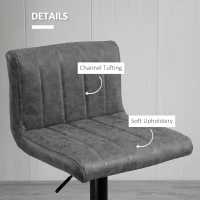 HOMCOM Adjustable Barstools Set of 2, Swivel Counter Bar Chairs, Bar Stools with Footrest, PU Leather, Gas Lift, Grey(m-8)
