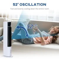 HOMCOM Portable Air Cooler, 3L Tank Evaporative Ice Cooling Tower Fan with 3 Modes, 3 Speeds, Remote, Timer, 60° Oscillating, Portable Swamp Cooler for Home Bedroom, White(m-8)