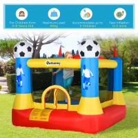 Outsunny Kids Football Bouncy Castle House Inflatable Trampoline w/ Blower Outdoor Play  Garden Activity Fun 3-8 Years 2.25 x 2.2 x 1.95m(m-4)