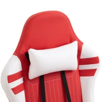 Vinsetto PU Leather Gaming Chair with Headrest, Footrest, Wheels, Adjustable Height, Racing Gamer Chair, Red White(m-9)