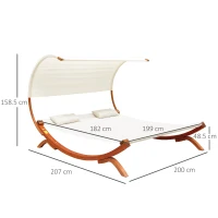 Outsunny Wooden Hammock Lounger-Cream(m-3)