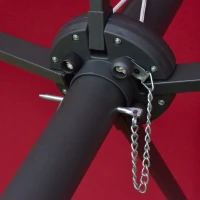 Outsunny 4.4m Double-Sided Sun Umbrella Patio Parasol LED Solar Lights Red(m-9)