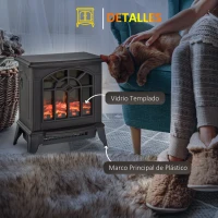 HOMCOM Chimenea Eléctrica 1000 W/2000 W Chimenea Decorativa de pie con Temperatura Ajustable LED Llamas y Protección Sobrecalentamiento para 15-20 ㎡ 36,5x24x46 cm Negro(m-7)