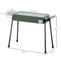 Outsunny Gratar Portabil cu Carbuni de Gratar cu Cosuri de Condimente si Carlige, Plita Compacta din Otel Inoxidabil pentru Camping Picnic Drumetii Festival Petrecere de Gradina(m-3)