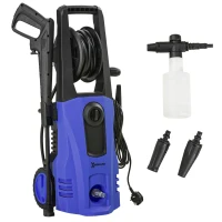 DURHAND Hidrolimpiadora 1800W Caudal 510 L/h Bomba de Aluminio Presión de 150 Bar Manguera 6m Incluye Cepillo 35x27x78 cm Azul(m-1)