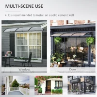 Outsunny Front Door Canopy, Outdoor Awning, 303 x 96cm Rain Shelter for Window, Porch and Front/Back Door, Clear(m-6)