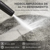 DURHAND Hidrolimpiadora 1800W Caudal 510 L/h Bomba de Aluminio Presión de 150 Bar Manguera 6m Incluye Cepillo 35x27x78 cm Azul(m-4)