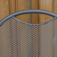 Outsunny 3 Piece Garden Bistro Set w/ Foldable Design Mesh Metal Outdoor Coffee Table Set Two Chairs Dark Grey(m-8)