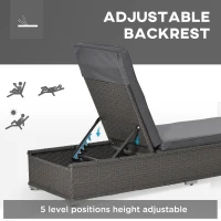 Outsunny Five-Position Back Sun Lounger Set, with Table - Grey(m-6)