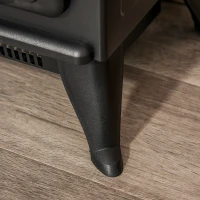 HOMCOM Freestanding Electric Fireplace Indoor Heater Glass View Log Wood Burning Effect Flame Portable Fireplace Stove 950/1850W Black(m-7)