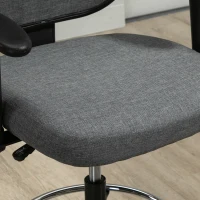 Vinsetto Drafting Chair, Fabric Office Chair, Ergonomic Painting Chair with Height Armrest Adjustable and Foot Ring, 360° Swivel Stool Chair for Standing Desk, Grey(m-9)