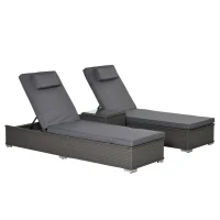 Outsunny Five-Position Back Sun Lounger Set, with Table - Grey(m-1)