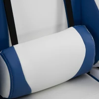 Vinsetto RGB LED Light Gaming Chair, PU Leather Thick Padding High Back Office Chair with Removable Pillows Adjustable Height 5 Wheels 360° Swivel, White Blue(m-9)