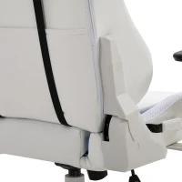 Vinsetto RGB LED Light Gaming Chair, PU Leather Thick Padding High Back Office Chair with Removable Pillows Adjustable Height 5 Wheels 360° Swivel, White Blue(m-8)