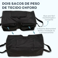 Outsunny Conjunto de 2 Bolsas de Areia para Peso de Chapéu de Sol 50 kg Base para Chapéu de Sol com Pá e Alças 50x25x18 cm Preto(m-4)