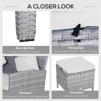 Outsunny 5 Piece Modern Outdoor Patio Rattan Wicker Furniture Patio Dining Table Stool Chaise Lounge Set(m-6)