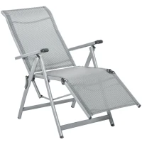 Outsunny Portable Folding Recliner Outdoor Patio Chaise Lounge Chair with Adjustable Backrest, Grey(m-1)