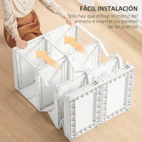 HOMCOM Armario Ropero Plegable Armario de Ropa Portátil con 5 Estantes y 1 Barra para Colgar 69x50x136 cm Blanco(m-5)