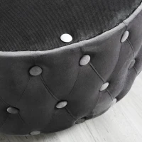 HOMCOM Taburete Otomana Puf Tapizada en Terciopelo con Botones Diseño Vintage Reposapiés Acolchado Suave Φ60x33 cm Gris Oscuro(m-9)