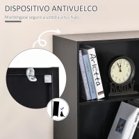 HOMCOM Librería Estantería de 5 Niveles para Libros con 3 Baldas Ajustables Antivuelco Almacenaje para Salón Oficina Estudio 63x29,5x176 cm Wengué oscuro(m-5)