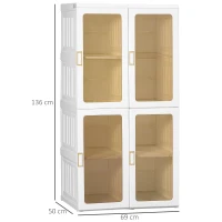 HOMCOM Armario Ropero Plegable Armario de Ropa Portátil con 5 Estantes y 1 Barra para Colgar 69x50x136 cm Blanco(m-3)