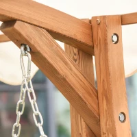 Outsunny 2 Seat Wooden Swing Chair Wood Swing Bench Chair With Canopy and Cup Holder for Patio Garden(m-15)