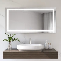 kleankin Espejo de Baño con Luz LED 120x60 cm Espejo de Pared con Interruptor Táctil y Antivaho Suspensión Vertical u Horizontal Aluminio Plata(m-2)
