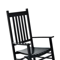Outsunny Outdoor Porch Rocking Chair Armchair Wooden Patio Rocker Balcony Deck Garden Seat Black(m-7)