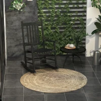 Outsunny Outdoor Porch Rocking Chair Armchair Wooden Patio Rocker Balcony Deck Garden Seat Black(m-9)