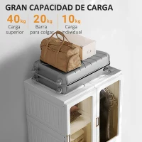 HOMCOM Armario Ropero Plegable Armario de Ropa Portátil con 5 Estantes y 1 Barra para Colgar 69x50x136 cm Blanco(m-6)