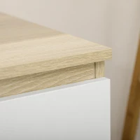 HOMCOM Cassettiera 6 Cassetti Moderna in Legno, 135x48x77cm, Bianco e Colore Legno(m-7)