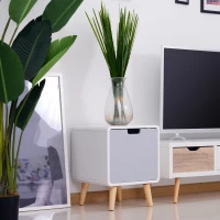 HOMCOM® STOLIK NOCNY KOMODA WYSOKI POŁYSK MDF biały(m-2)