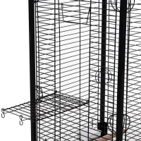 PawHut Gaiola para Pássaros com 3 Poleiros de Madeira Amovíveis Bandeja Comedouros e Rodas com Travão 54x54x151 cm Preto(m-8)