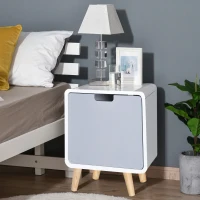 HOMCOM® STOLIK NOCNY KOMODA WYSOKI POŁYSK MDF biały(m-10)