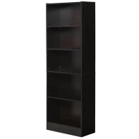 HOMCOM Librería Estantería de 5 Niveles para Libros con 3 Baldas Ajustables Antivuelco Almacenaje para Salón Oficina Estudio 63x29,5x176 cm Wengué oscuro(m-1)