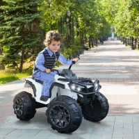 HOMCOM Quad Eléctrico Niño Coche Eléctrico Cuatrimoto Batería 12V con MP3 Radio Luces Sonidos 103,5x69,5x70 cm Carga 30kg(m-2)