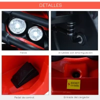 HOMCOM Quad Eléctrico Infantil Coche Eléctrico para +3 Años Cuatrimoto Batería 12V con Luces y Sonido 103x68x73cm Rojo(m-6)