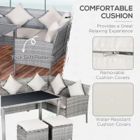 Outsunny 5 Piece Modern Outdoor Patio Rattan Wicker Furniture Patio Dining Table Stool Chaise Lounge Set(m-5)