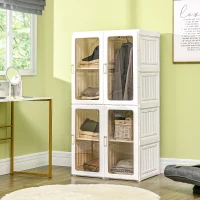 HOMCOM Armario Ropero Plegable Armario de Ropa Portátil con 5 Estantes y 1 Barra para Colgar 69x50x136 cm Blanco(m-10)