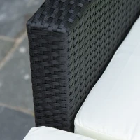 Outsunny 4-Seater Rattan Sofa Set Set Garden Outdoor Sectional Sofa Coffee Table Metal Frame w/Cushion Pillows-Black(m-11)