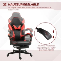 Vinsetto Fauteuil gaming gamer chaise de bureau ergonomique pivotante 360 ° hauteur dossier réglables repos-pieds rétractable 68 x 68 x 126 cm noir rouge(m-4)