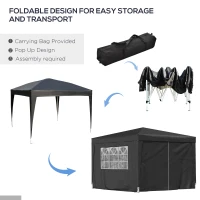 Outsunny Pop Up Gazebo Marquee, 3x3 m-Black(m-5)