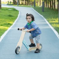AIYAPLAY Draisienne Trottinette enfants vélo d'équilibre 2 en 1 évolutive 18 Mois à 3 Ans effet bois Charge Max. 30 kg Bleu(m-2)