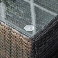 Outsunny Rattan Garden Furniture Coffee Table Patio Tempered Glass Mixed Brown(m-7)