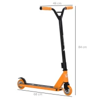 HOMCOM Stunt Scooter für Kinder über 14 Jahre alt Kick Scooter Fun Scooter mit Deck Gummigriffe Hinterradbremse ABEC-7 Kugellagern Aluminium Kunstleder Orange 68 x 46 x 84 cm(m-3)