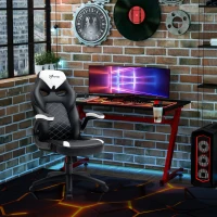Vinsetto Chaise gaming fauteuil de bureau chaise gamer ergonomique hauteur réglable dossier inclinable accoudoir rabattable en cuir PU 64,5 x 68,5 x 110-120 cm noir et blanc(m-2)