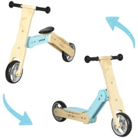 AIYAPLAY Draisienne Trottinette enfants vélo d'équilibre 2 en 1 évolutive 18 Mois à 3 Ans effet bois Charge Max. 30 kg Bleu(m-1)