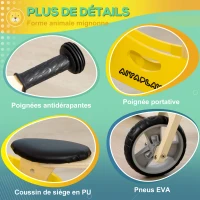 AIYAPLAY Draisienne tricycle en bois vélo d'équilibre 2 en 1 en forme d'animal avec selle réglable, pour les jeunes conducteurs, vélo d'équilibre léger pour enfants avec poignée portable, jaune(m-7)