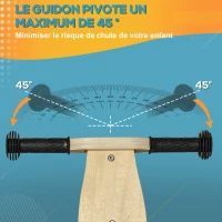 AIYAPLAY Draisienne tricycle vélo d'équilibre en bois 2 en 1 sans pédale pour enfants + 18 mois avec siège réglable 22-26 cm - rouge(m-6)